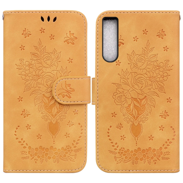 For Sony Xperia 10 IV 2023 Butterfly Rose Embossed Leather Phone Case