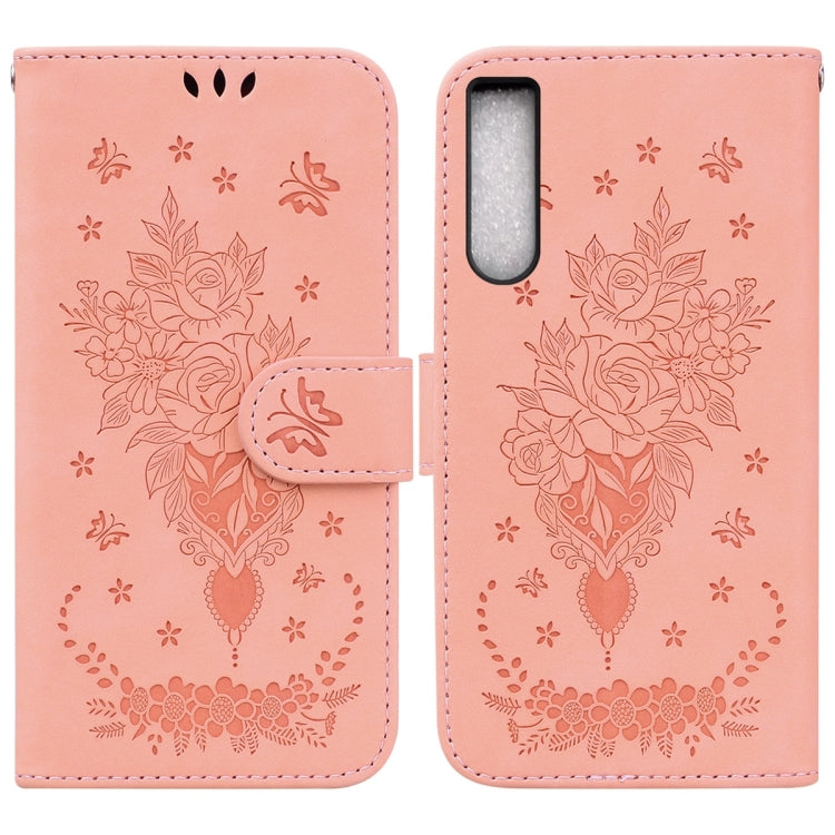 For Sony Xperia 10 IV 2023 Butterfly Rose Embossed Leather Phone Case