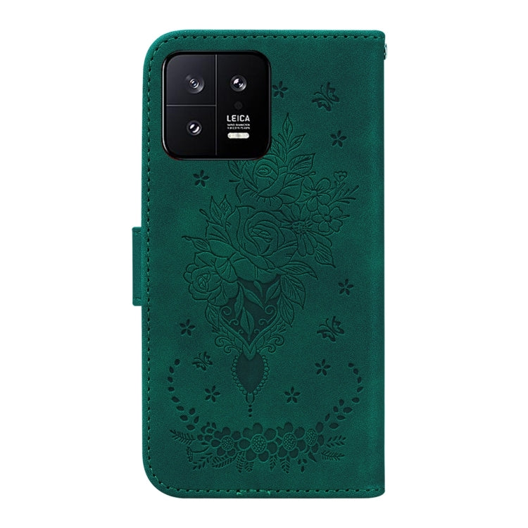 For Xiaomi 13 5G Butterfly Rose Embossed Leather Phone Case