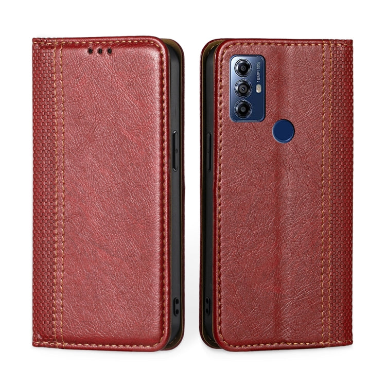 For Motorola Moto G Play 2023 Grid Texture Magnetic Flip Leather Phone Case