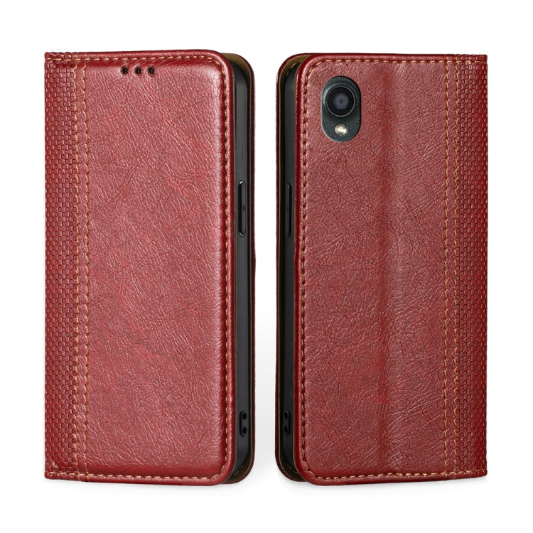 For Kyocera Digno BX2-Digno SX2-A101KC Grid Texture Magnetic Flip Leather Phone Case