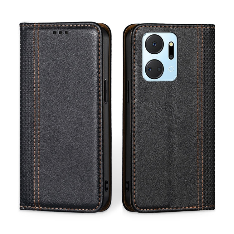 For Honor X7A Grid Texture Magnetic Flip Leather Phone Case