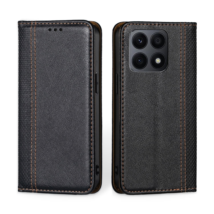 For Honor X8A Grid Texture Magnetic Flip Leather Phone Case