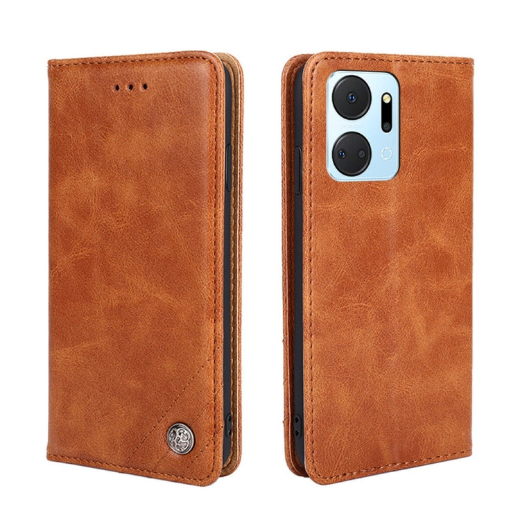 For Honor X7A Non-Magnetic Retro Texture Horizontal Flip Leather Case