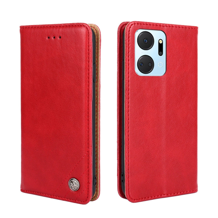 For Honor X7A Non-Magnetic Retro Texture Horizontal Flip Leather Case