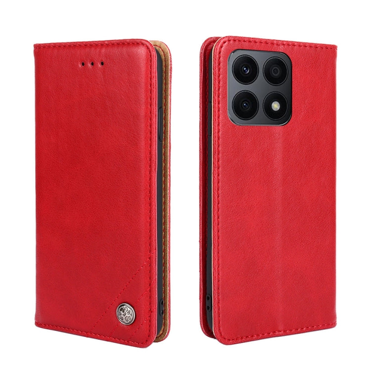 For Honor X8A Non-Magnetic Retro Texture Horizontal Flip Leather Case