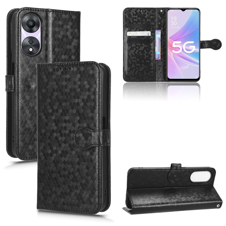For OPPO A58 5G Honeycomb Dot Texture Leather Phone Case