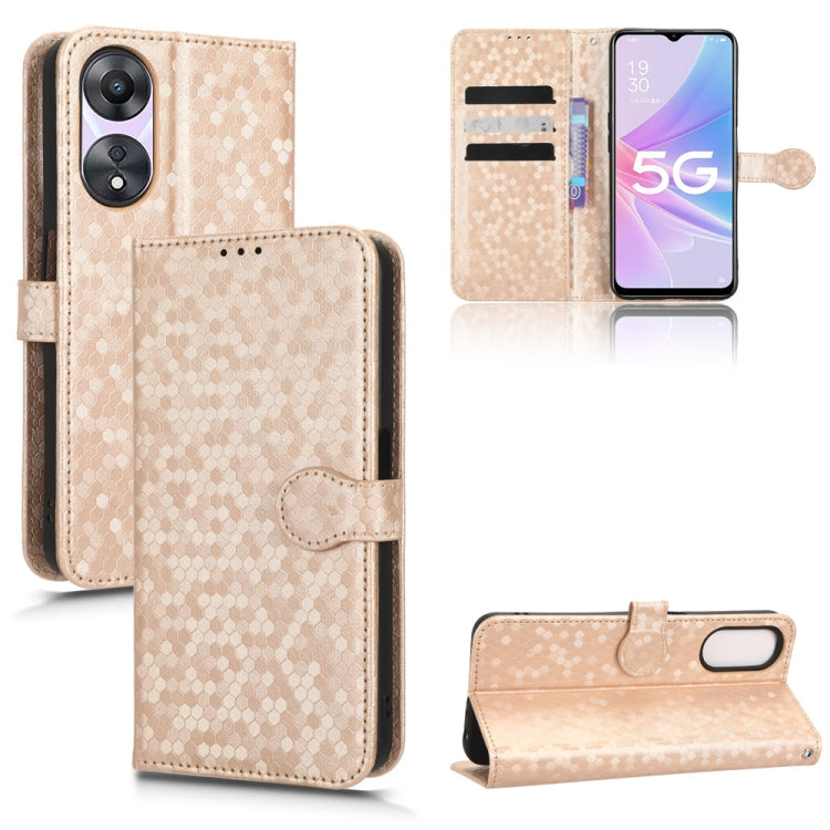 For OPPO A58 5G Honeycomb Dot Texture Leather Phone Case