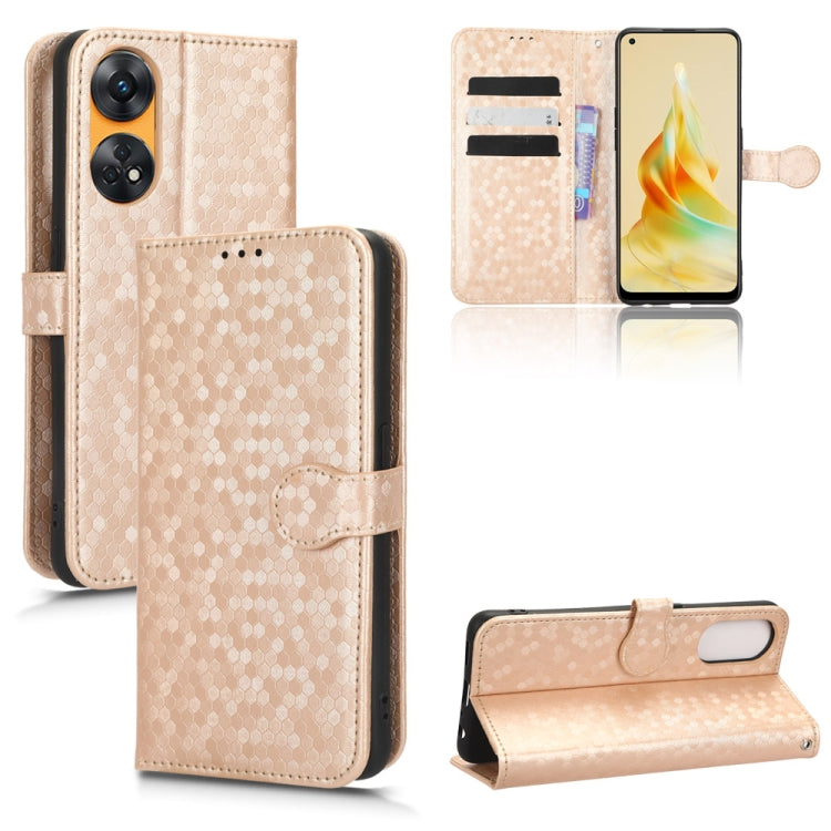 For OPPO Reno8 T 4G Honeycomb Dot Texture Leather Phone Case