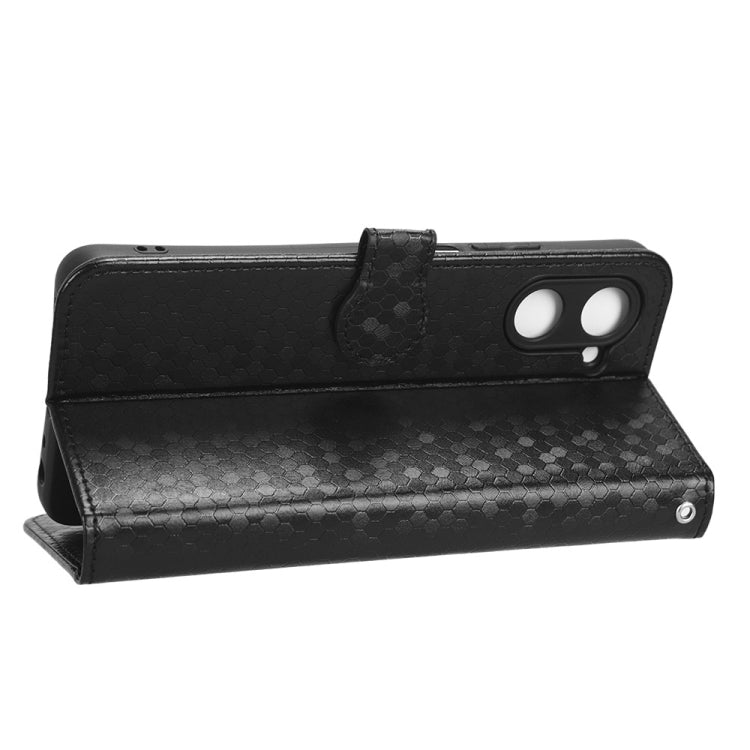 For Realme 10 Pro Honeycomb Dot Texture Leather Phone Case