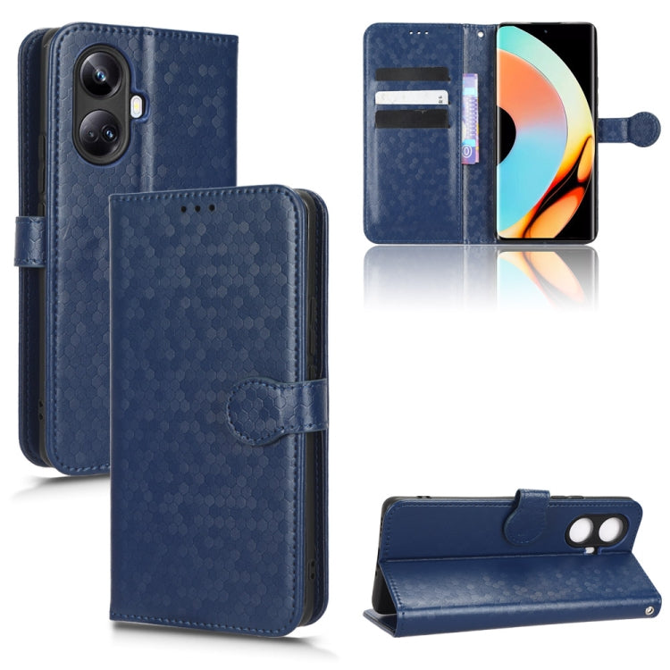 For Realme 10 Pro+ Honeycomb Dot Texture Leather Phone Case