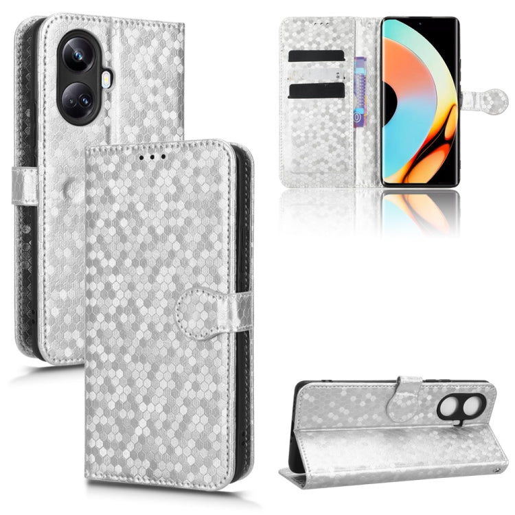 For Realme 10 Pro+ Honeycomb Dot Texture Leather Phone Case