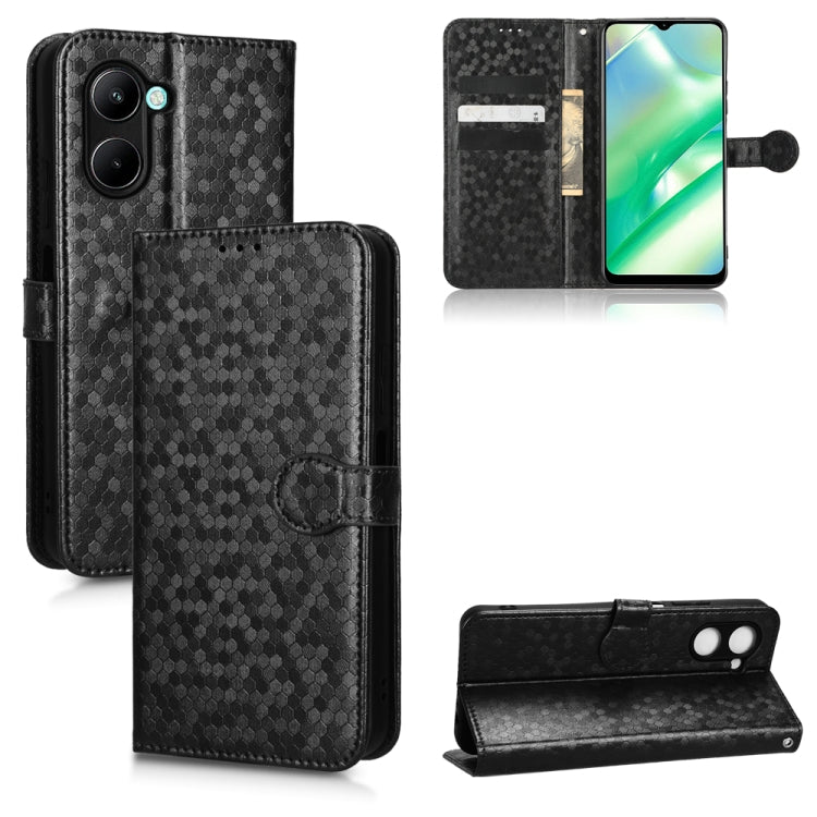 For Realme C22 4G Honeycomb Dot Texture Leather Phone Case