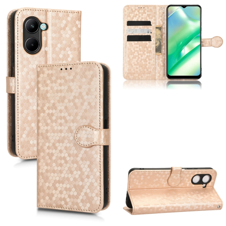 For Realme C22 4G Honeycomb Dot Texture Leather Phone Case