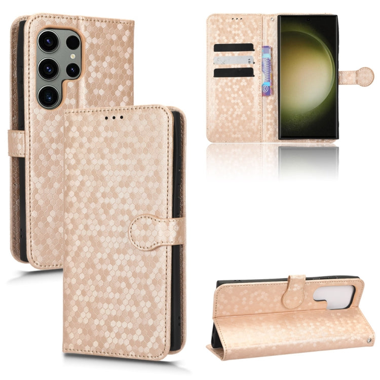 For Samsung Galaxy S23 Ultra 5G Honeycomb Dot Texture Leather Phone Case