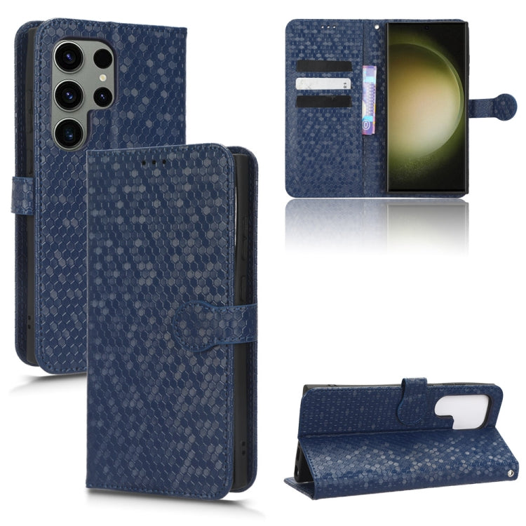For Samsung Galaxy S23 Ultra 5G Honeycomb Dot Texture Leather Phone Case