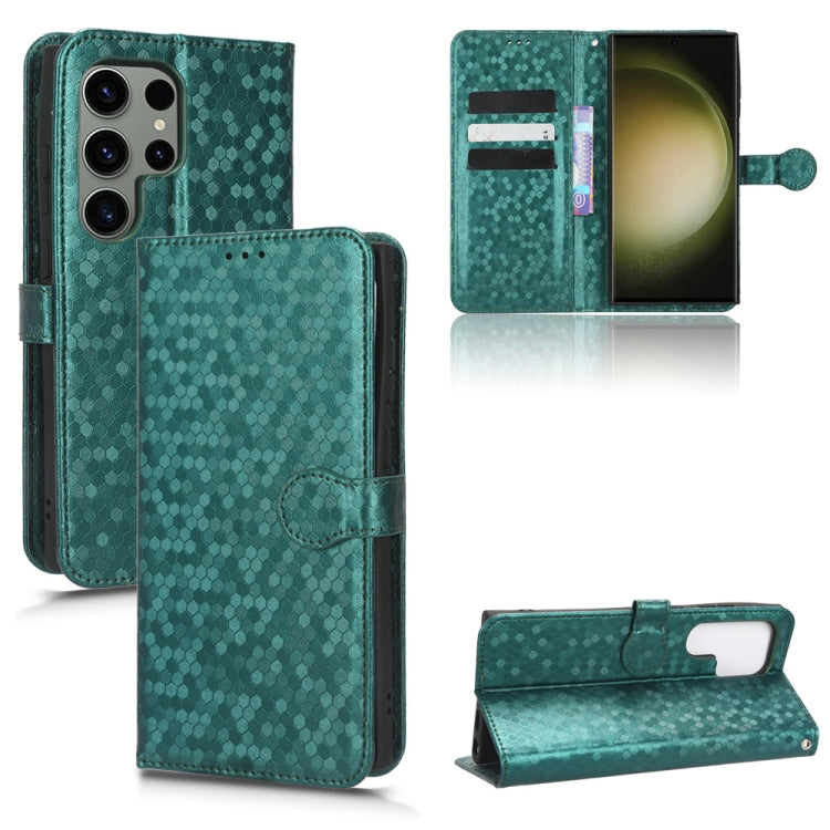 For Samsung Galaxy S23 Ultra 5G Honeycomb Dot Texture Leather Phone Case