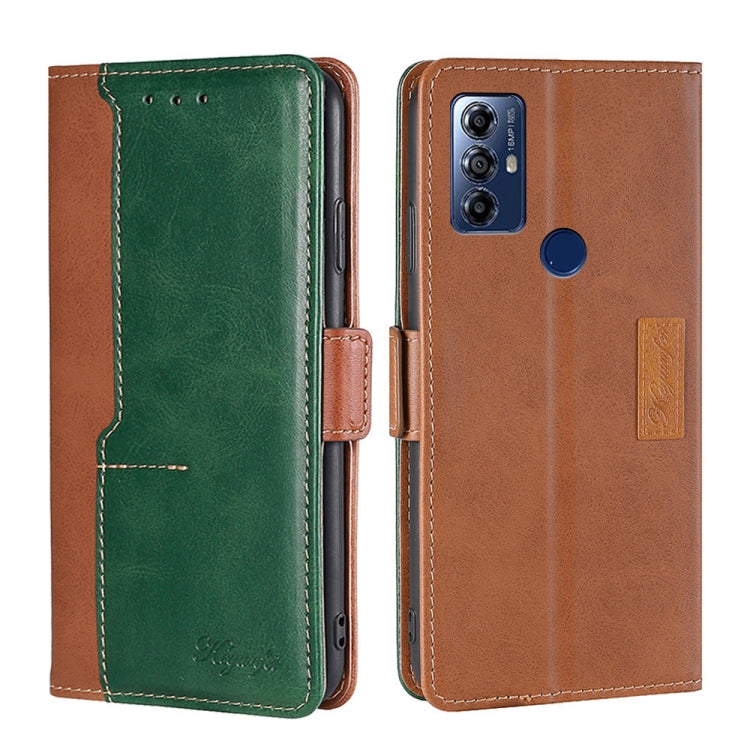 For Motorola Moto G Play 2023 Contrast Color Side Buckle Leather Phone Case