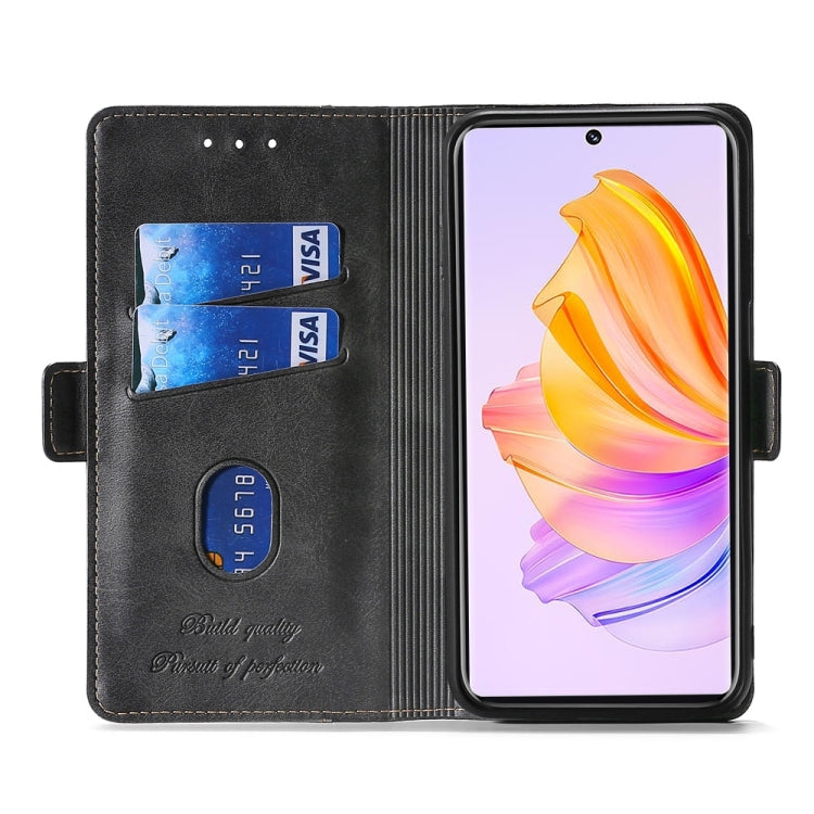 For Motorola Moto G Play 2023 Contrast Color Side Buckle Leather Phone Case