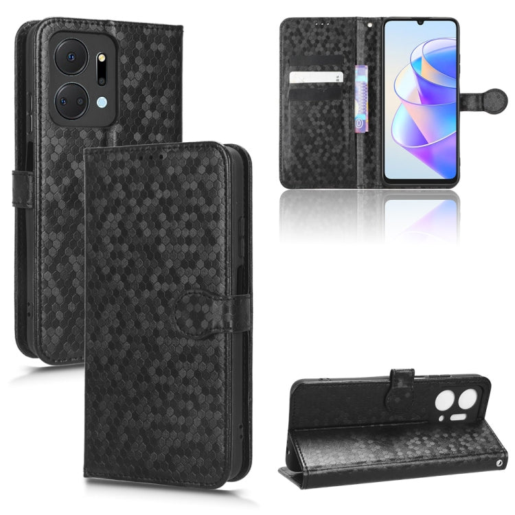 For Honor X7a Honeycomb Dot Texture Leather Phone Case