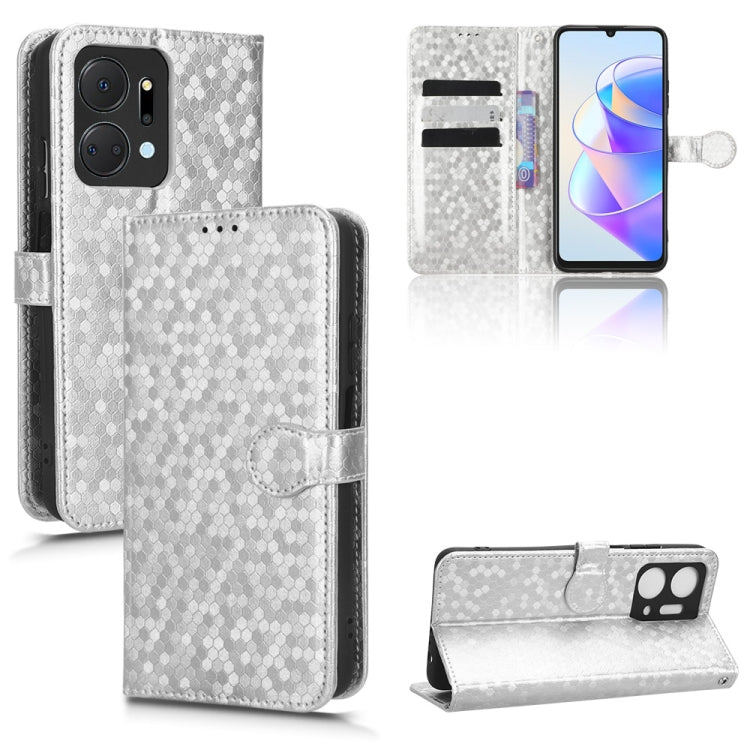 For Honor X7a Honeycomb Dot Texture Leather Phone Case