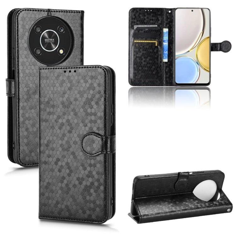 For Honor X9 Honeycomb Dot Texture Leather Phone Case