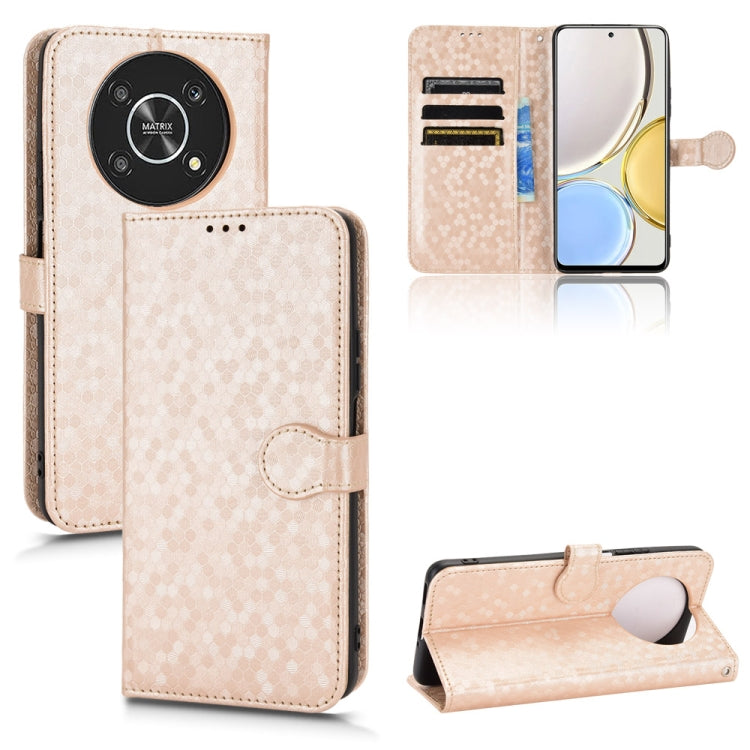 For Honor X9 Honeycomb Dot Texture Leather Phone Case