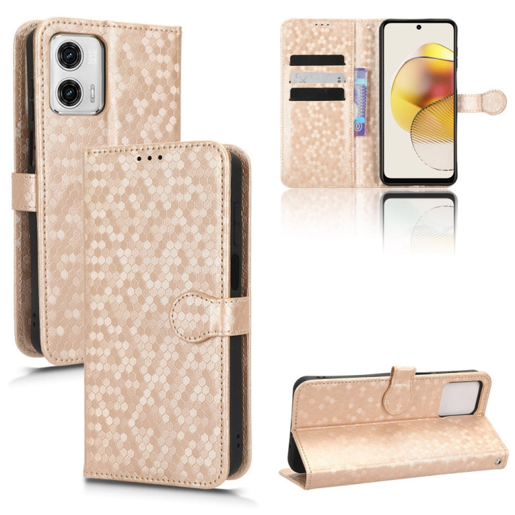 For Motorola Moto G53 5G Honeycomb Dot Texture Leather Phone Case