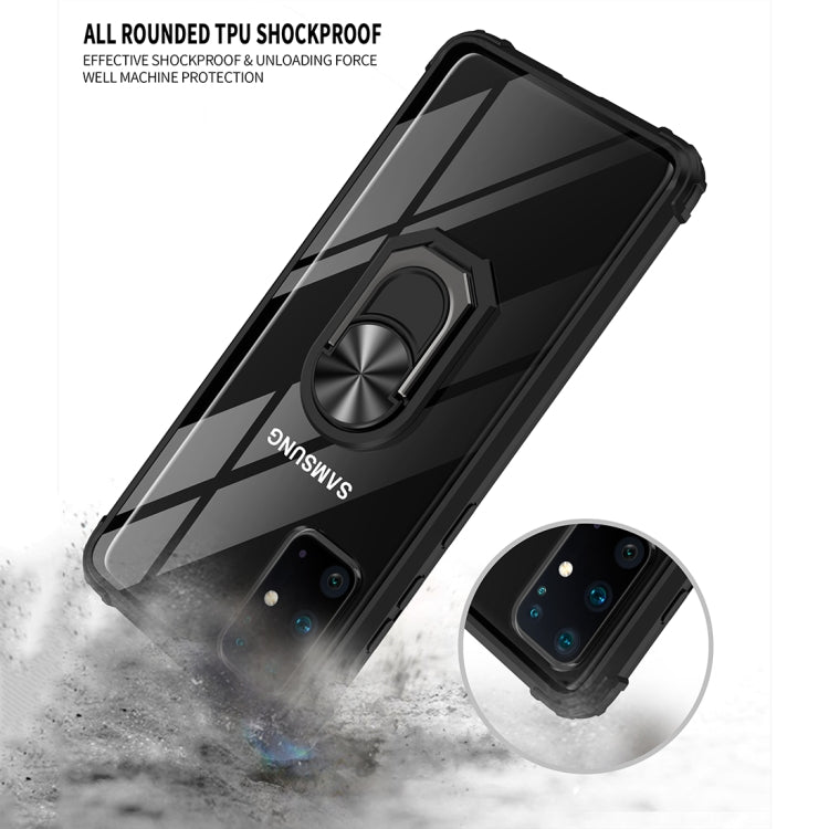 For Galaxy A71 Anti-fall Transparent TPU + Acrylic Protective Case with Ring Bracket(Red)