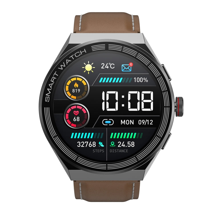 BM01 1.45 inch Leather Band IP68 Waterproof Smart Watch Support Bluetooth Call / NFC
