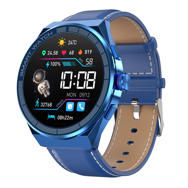 BM01 1.45 inch Leather Band IP68 Waterproof Smart Watch Support Bluetooth Call / NFC