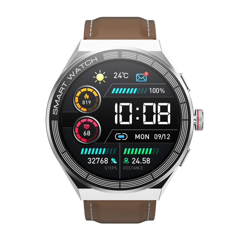 BM01 1.45 inch Leather Band IP68 Waterproof Smart Watch Support Bluetooth Call / NFC