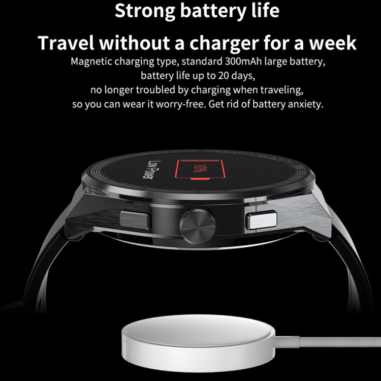 BM01 1.45 inch Leather Band IP68 Waterproof Smart Watch Support Bluetooth Call / NFC