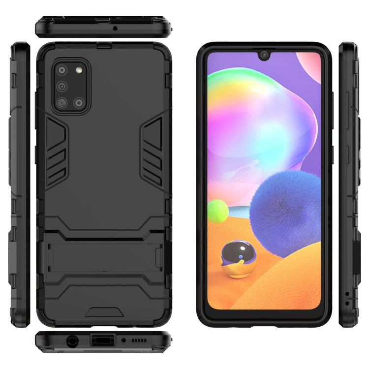 For Galaxy A31 Shockproof PC + TPU Protective Case with Hidden Holder