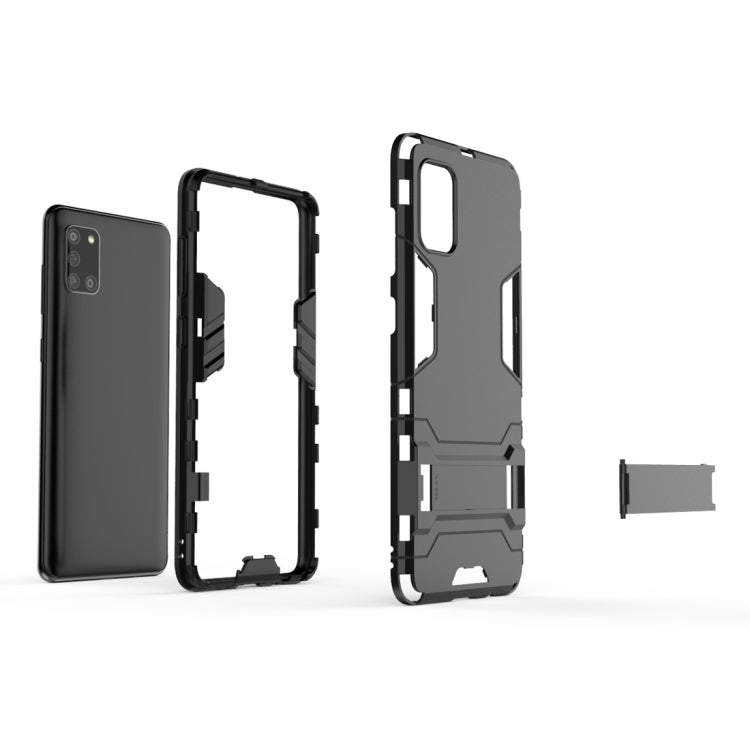 For Galaxy A31 Shockproof PC + TPU Protective Case with Hidden Holder