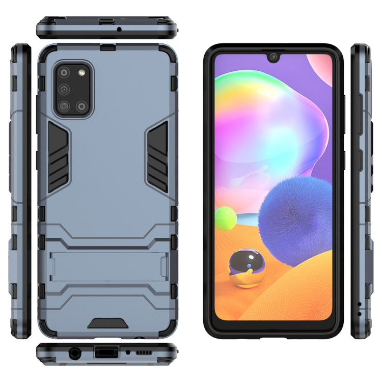 For Galaxy A31 Shockproof PC + TPU Protective Case with Hidden Holder