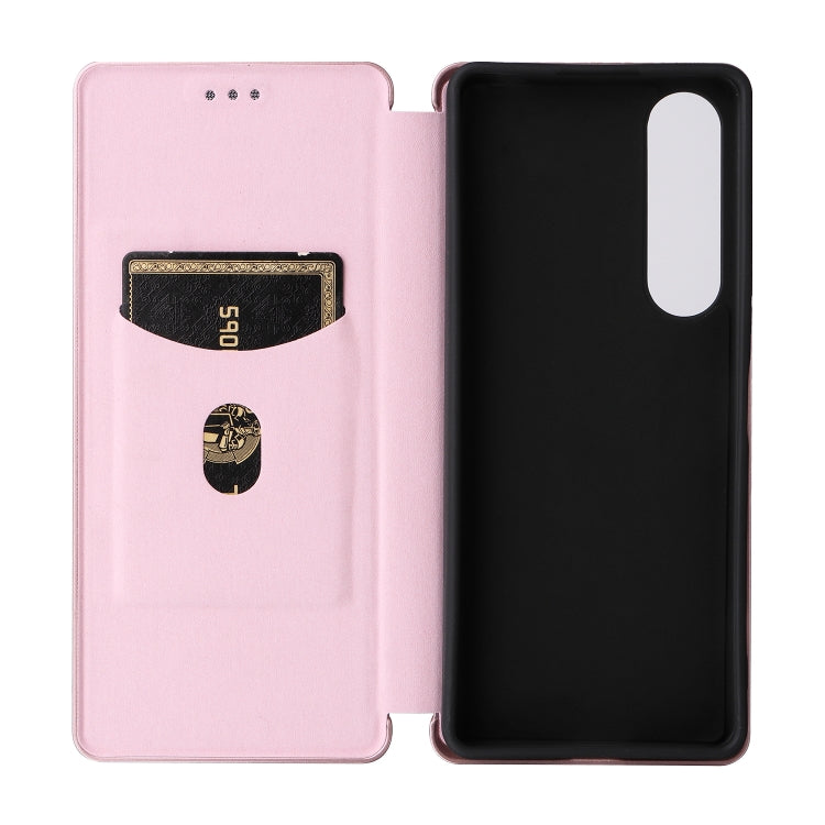 For Sony Xperia 1 V Carbon Fiber Texture Flip Leather Phone Case