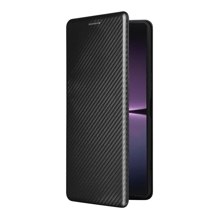 For Sony Xperia 1 V Carbon Fiber Texture Flip Leather Phone Case