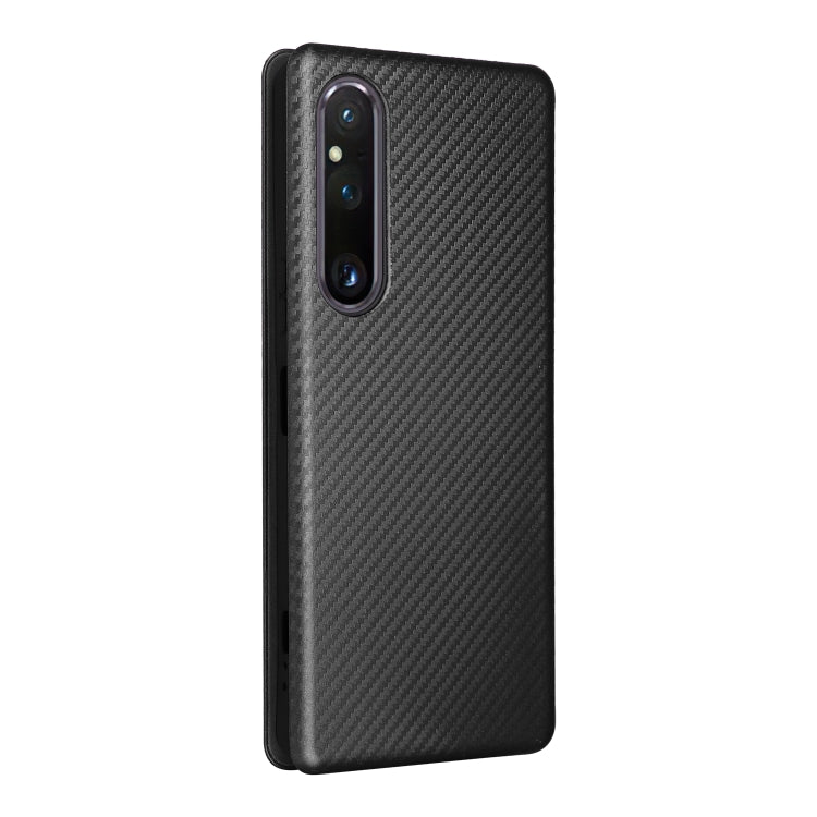 For Sony Xperia 1 V Carbon Fiber Texture Flip Leather Phone Case