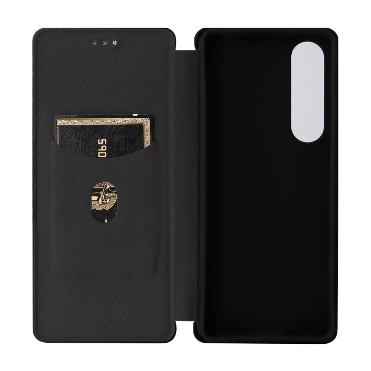 For Sony Xperia 1 V Carbon Fiber Texture Flip Leather Phone Case