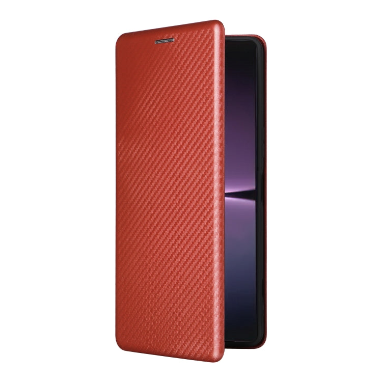 For Sony Xperia 1 V Carbon Fiber Texture Flip Leather Phone Case