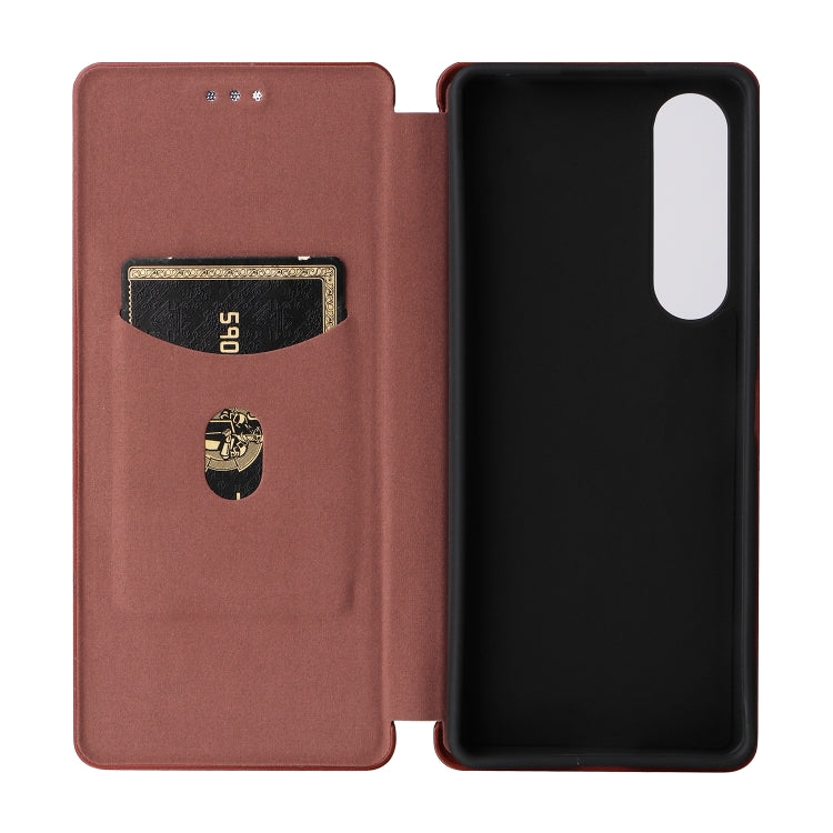For Sony Xperia 1 V Carbon Fiber Texture Flip Leather Phone Case