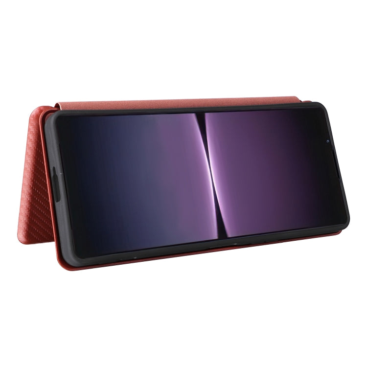For Sony Xperia 1 V Carbon Fiber Texture Flip Leather Phone Case