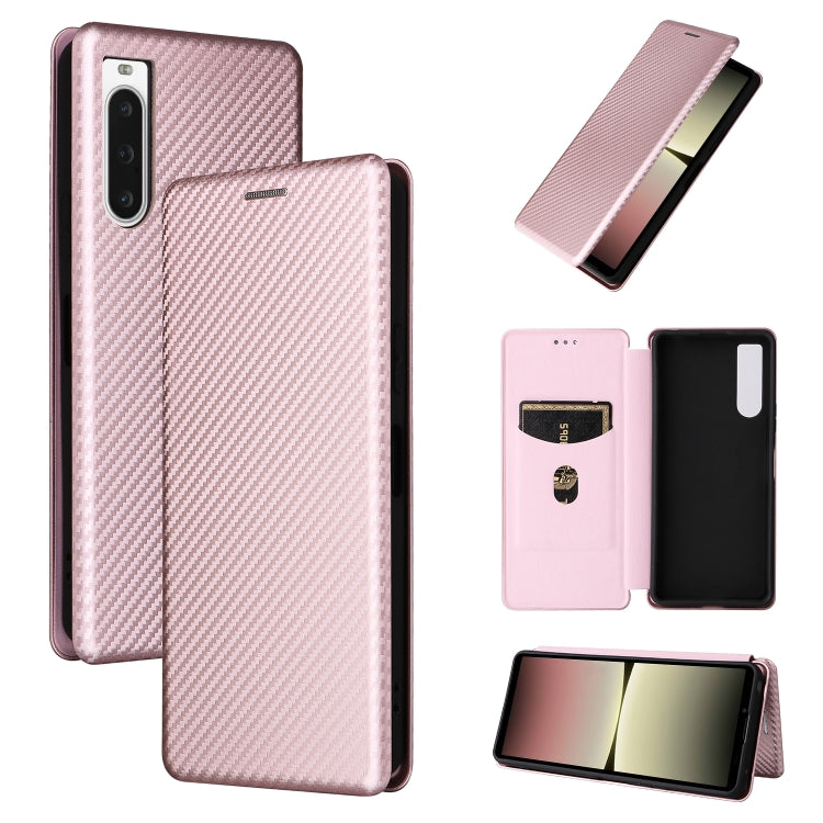 For Sony Xperia 10 V Carbon Fiber Texture Flip Leather Phone Case