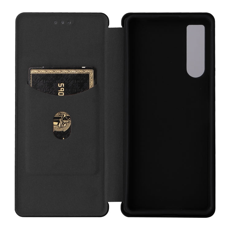 For Sony Xperia 10 V Carbon Fiber Texture Flip Leather Phone Case