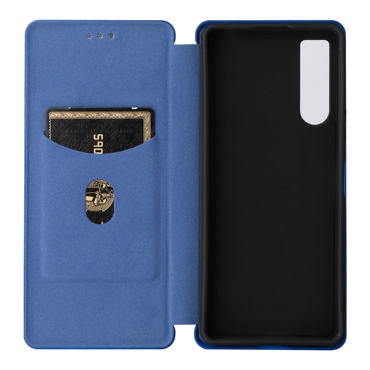For Sony Xperia 10 V Carbon Fiber Texture Flip Leather Phone Case