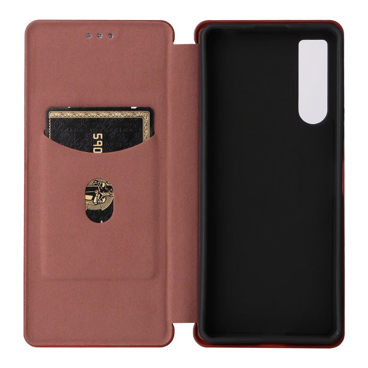 For Sony Xperia 10 V Carbon Fiber Texture Flip Leather Phone Case