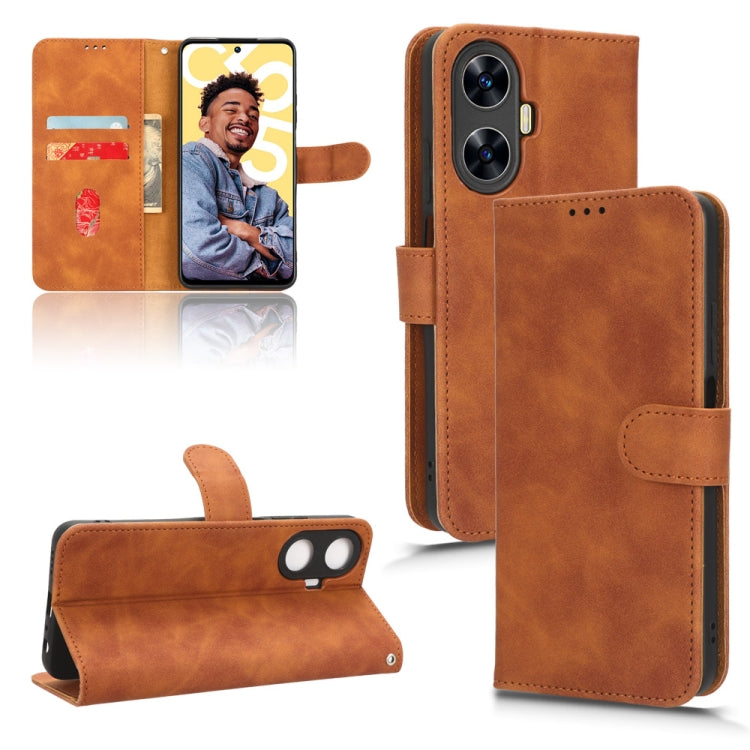 For Realme C55 Skin Feel Magnetic Flip Leather Phone Case