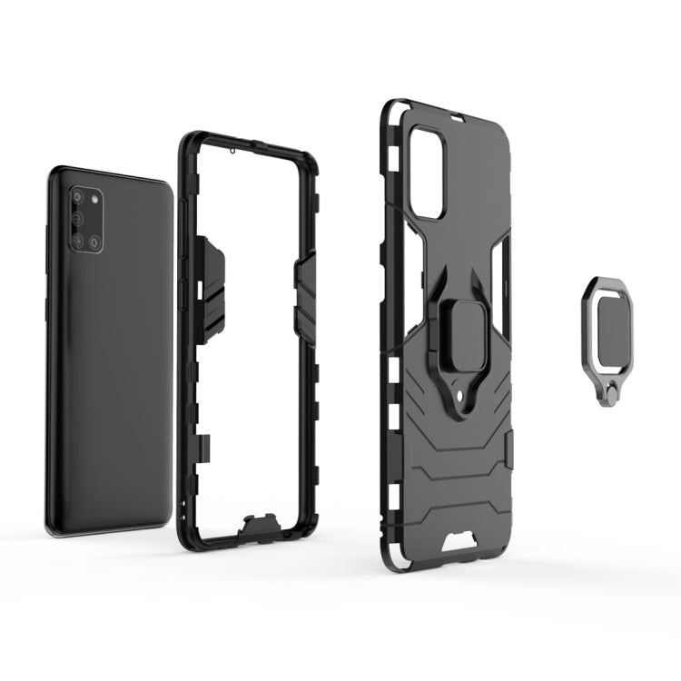 For Galaxy A31 PC + TPU Shockproof Protective Case with Magnetic Ring Holder(Navy Blue)