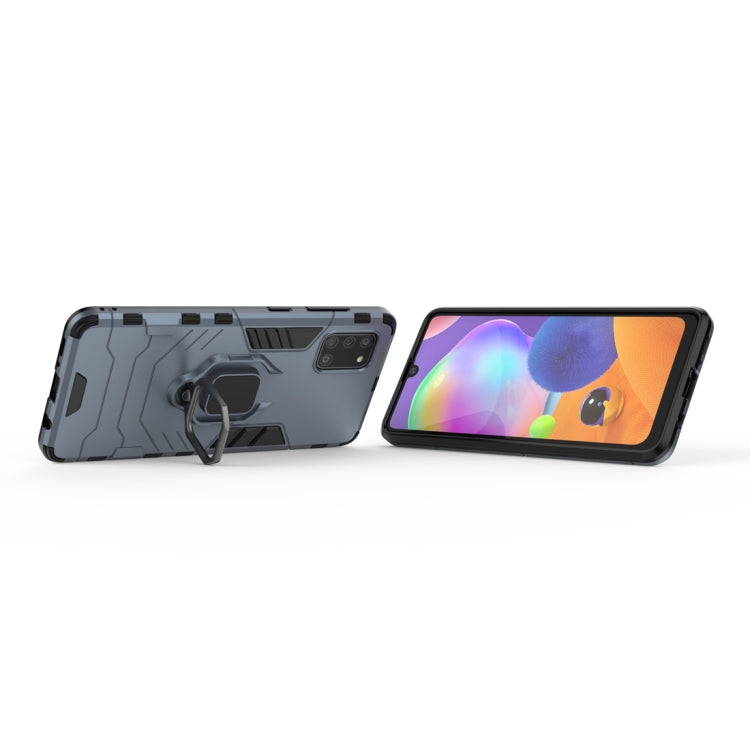 For Galaxy A31 PC + TPU Shockproof Protective Case with Magnetic Ring Holder(Navy Blue)